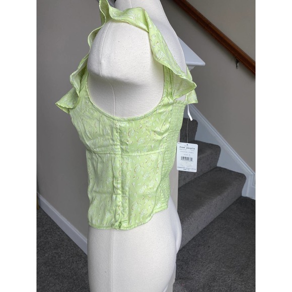 Free People Stay With You lime green crop top, NWT, size small - Picture 6 of 10